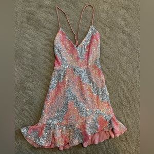 Hello Molly Light Em Up Dress Pink Sequins